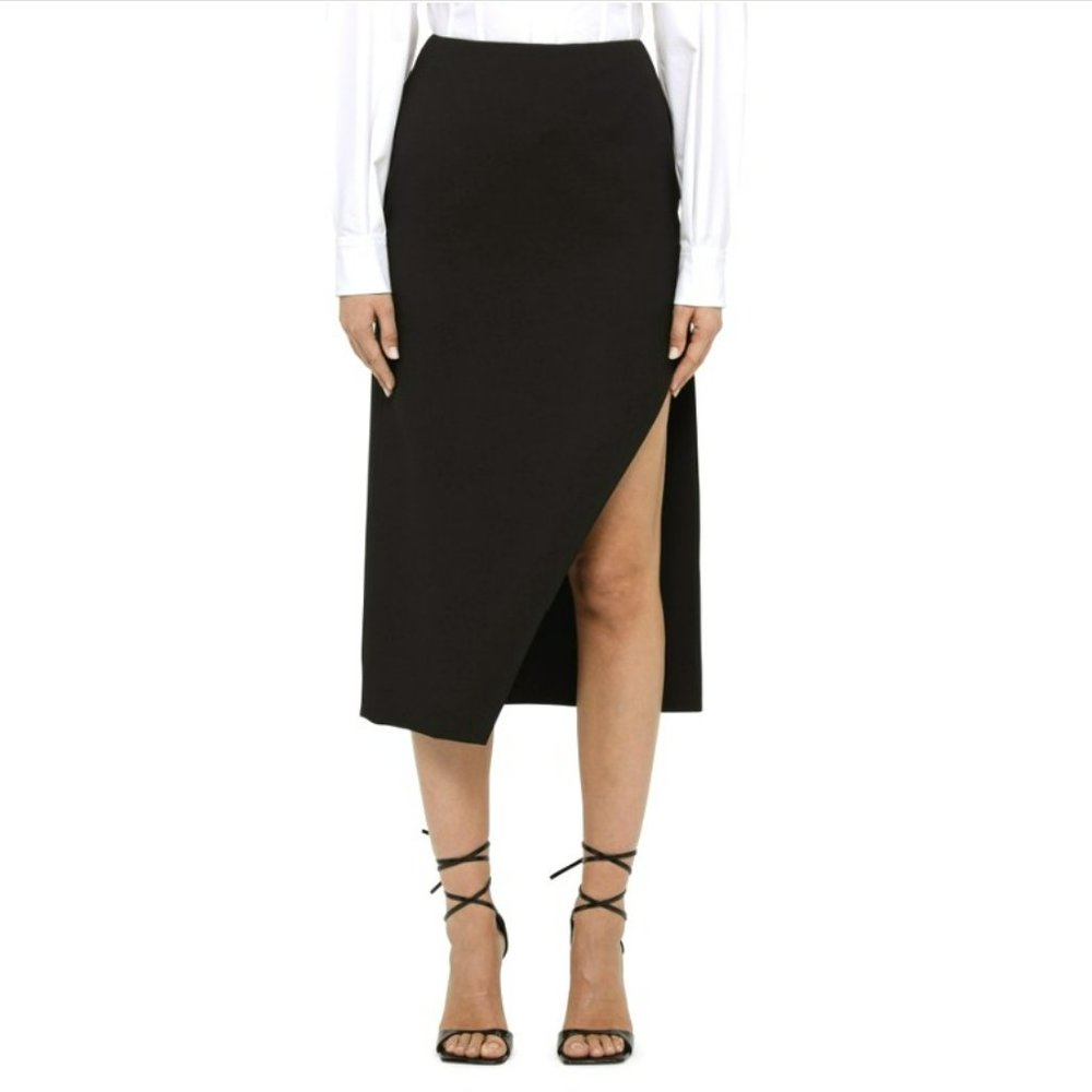 NWT Alexander McQueen Wool Mohair slit asymmetric hem skirt. 42, 6